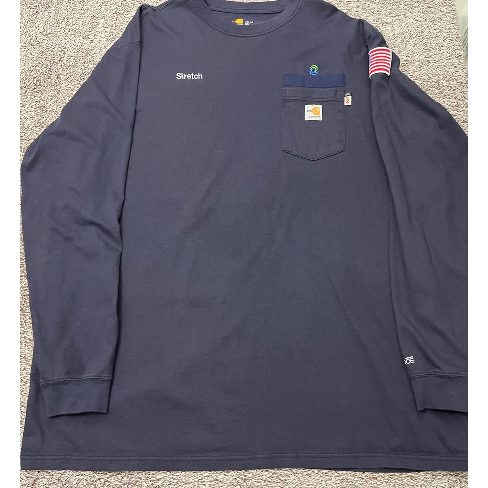 Carhartt FR Force Navy Blue Long Sleeve Pocket T-Shirt 3XL Tall CAT 2 NFPA 2112